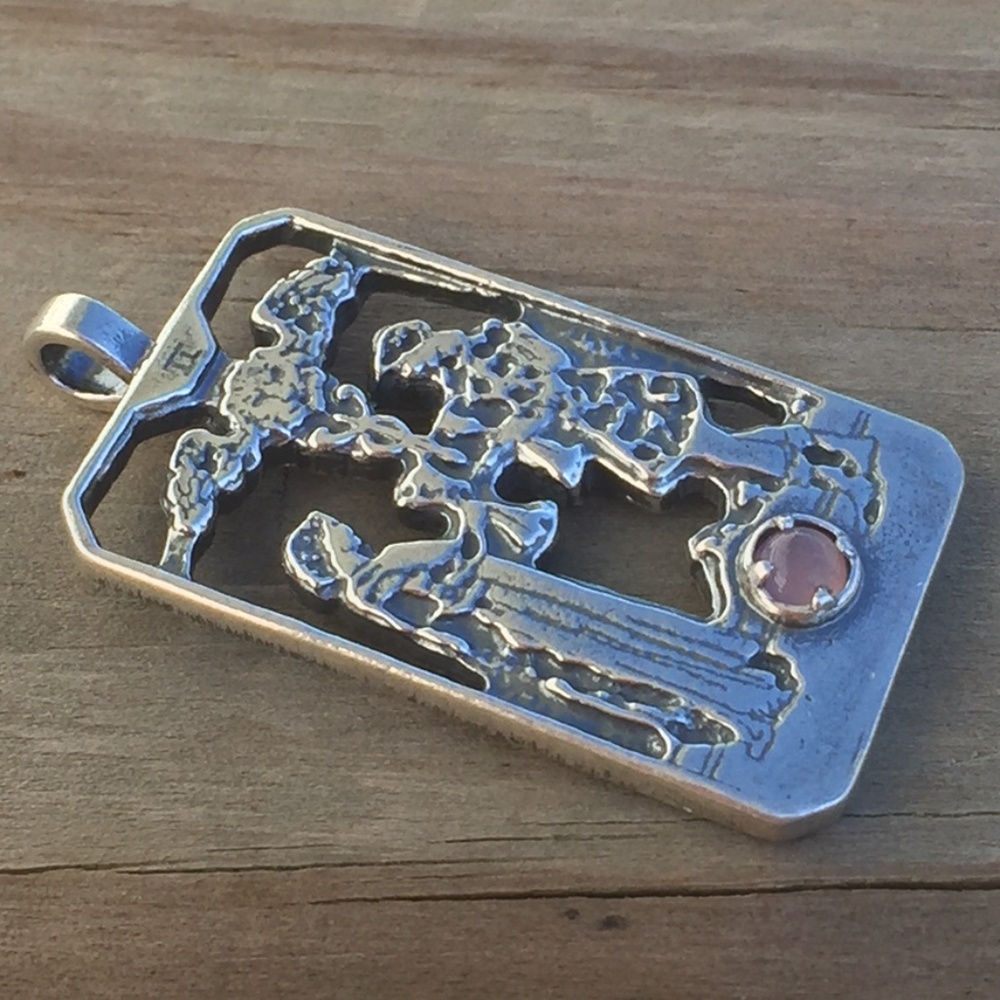 Two of Cups Tarot Pendant Sterling Silver Rose Qtz - Picture 7 of 8